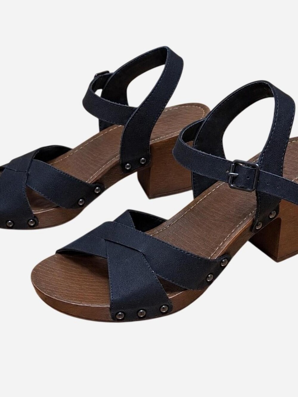 Maurices Y2K 90s Chunky Studded Black Sandals Womens 8 Prom Hoco Event Dance